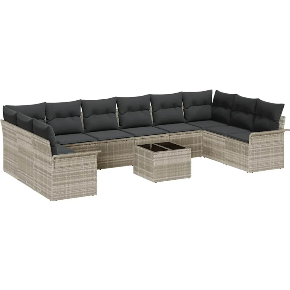 vidaXL Tuin Sofa Set 11 st Grijs poly rattan Lichtgrijs