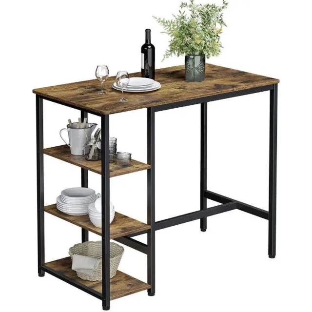 MAZAZU MIRA Home - Bartafel - Tafel - Industrieel - Hout - Bruin/Zwart - 109x60x100