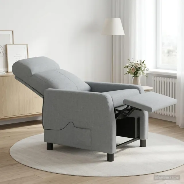 vidaXL Massage Recliner Lichtgrijs Stof