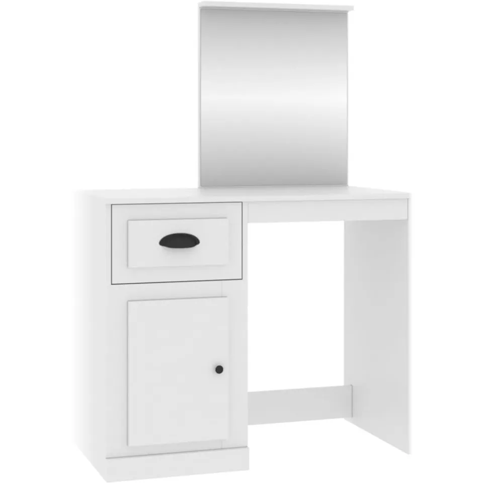 vidaXL Kaptafel met spiegel 90x50x132,5 cm bewerkt hout wit
