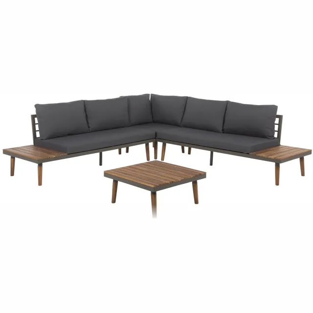 Beliani CORATO - Loungeset voor 5 - Donkergrijs - Acaciahout