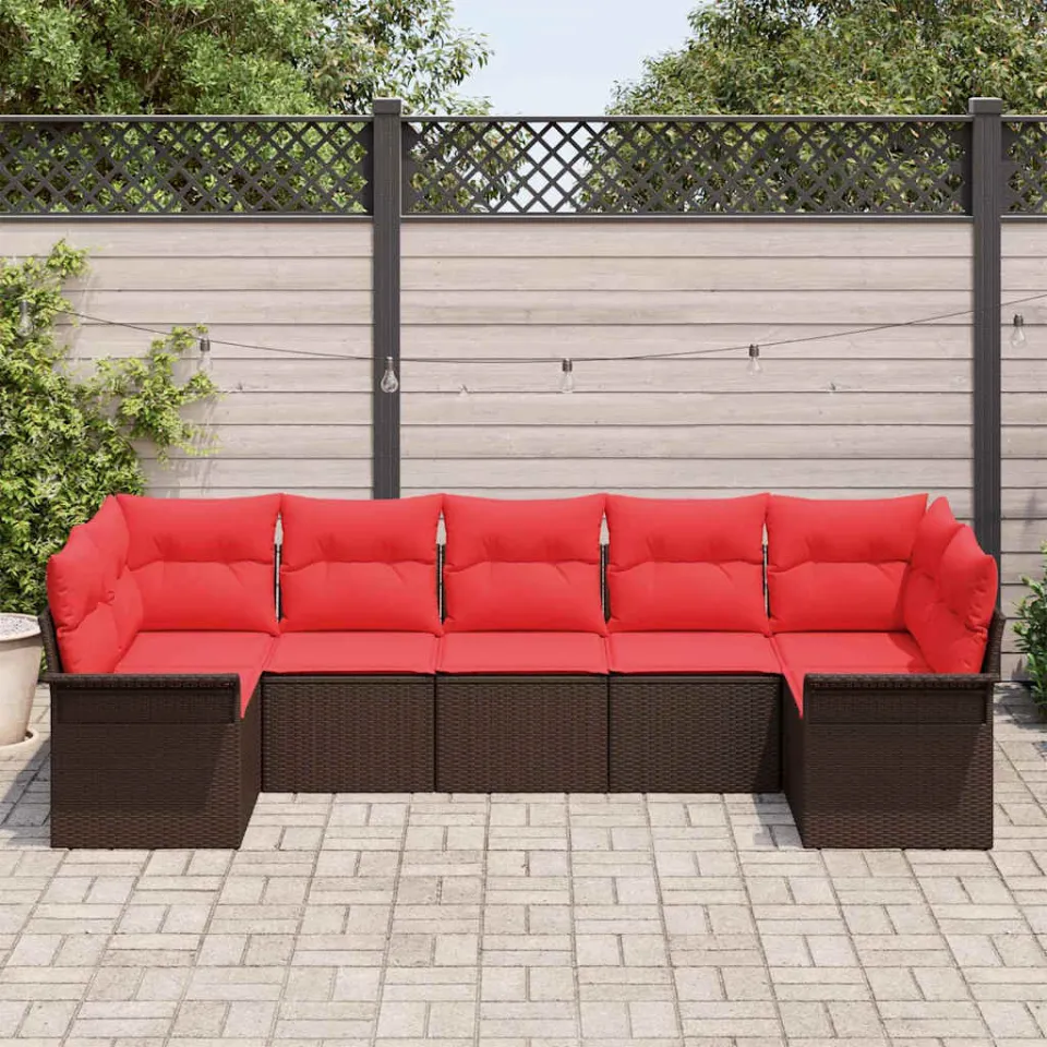 vidaXL Tuin Sofa Set 7 st Bruin poly rattan, foto 3