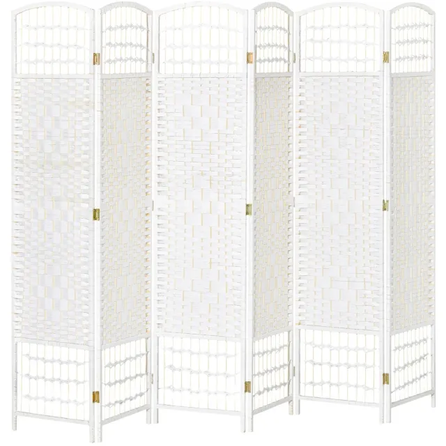 Atlasyx kamerscherm - Roomdivider - Scheidingswand - Privacyscherm - Ruimteverdeler - Opvouwbaar - 6 Panelen - 242x1,7x170cm - Wit