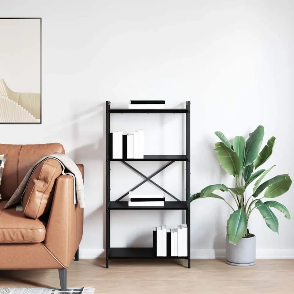 vidaXL Boekenkast 60 x 30 x 120 cm Bewerkt hout Zwart Eiken, foto 3