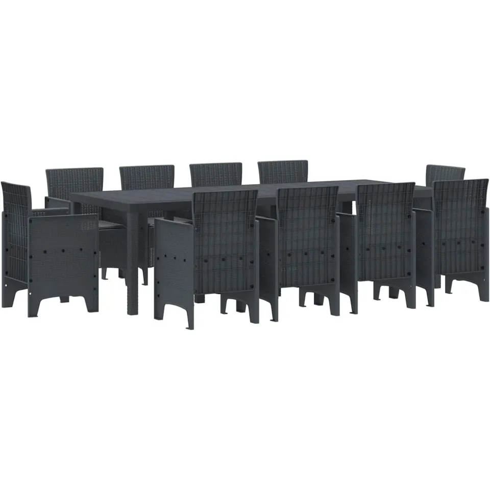 vidaXL Tuin Eetset 11 st Antraciet Polypropyleen Anthraciet