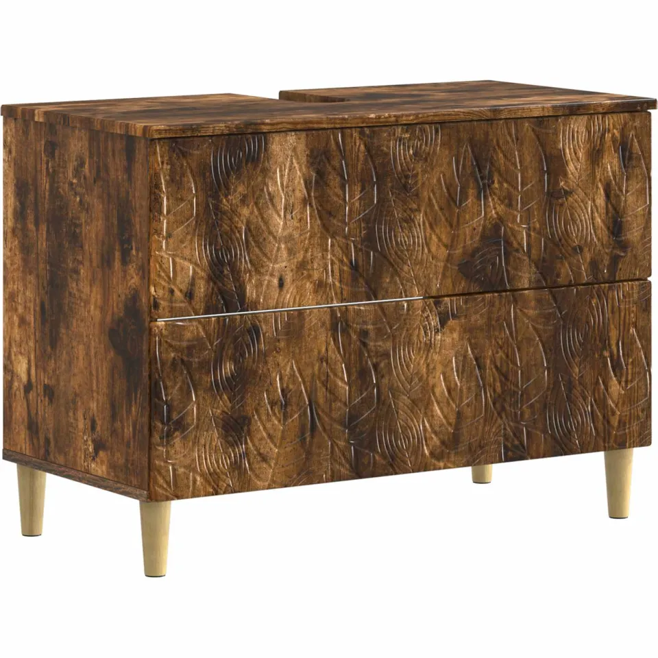 vidaXL Badkamer wastafelkast DELFT Gerookt eiken 82 x 41 x 59 cm, foto 3