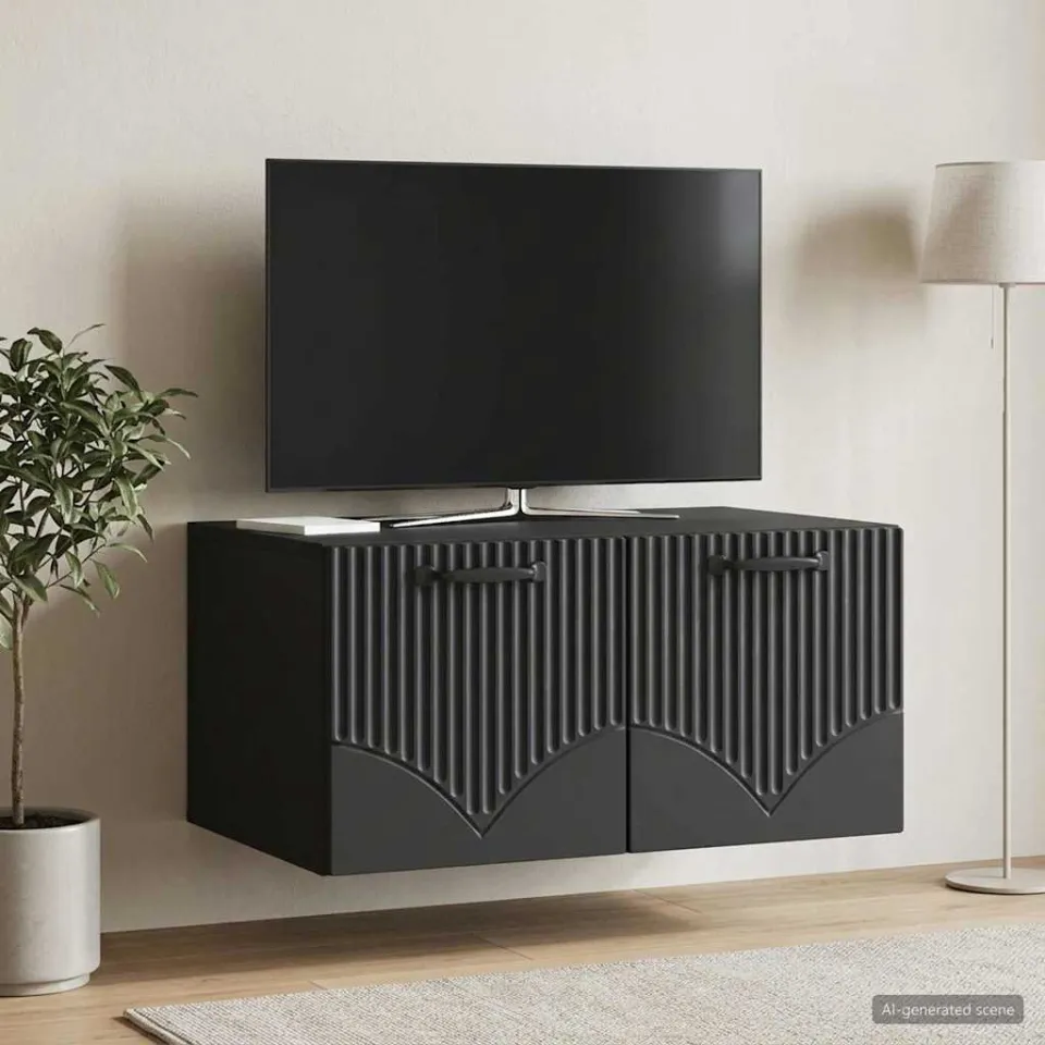 vidaXL Wandbeugel TV-kast Zwart 59,5 x 41 x 30 cm Bewerkt hout, foto 4