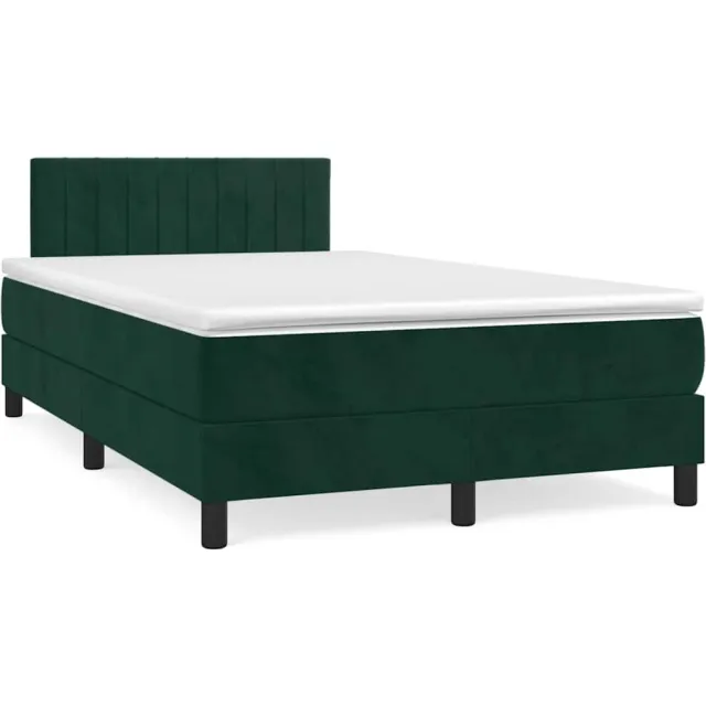 vidaXL Boxspring met matras fluweel donkergroen 120x190 cm groen