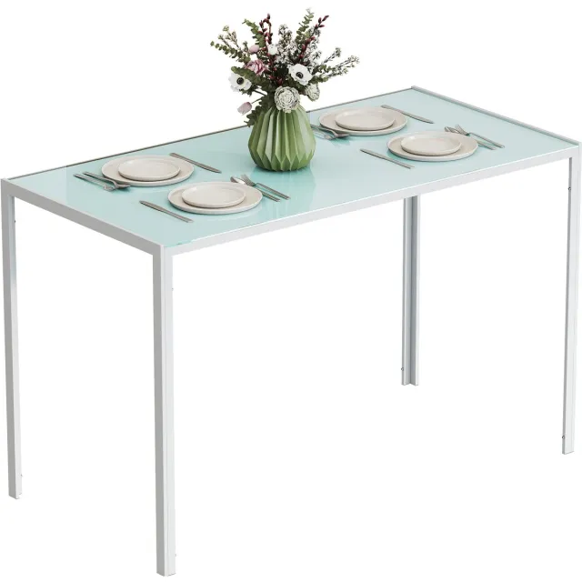 Homcom Eettafel - Metaal - 120x60x75cm - Wit
