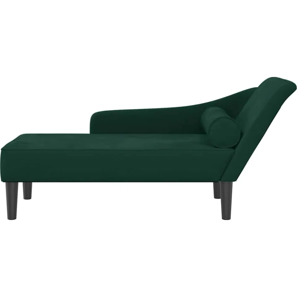 vidaXL Chaise longue met kussens fluweel donkergroen