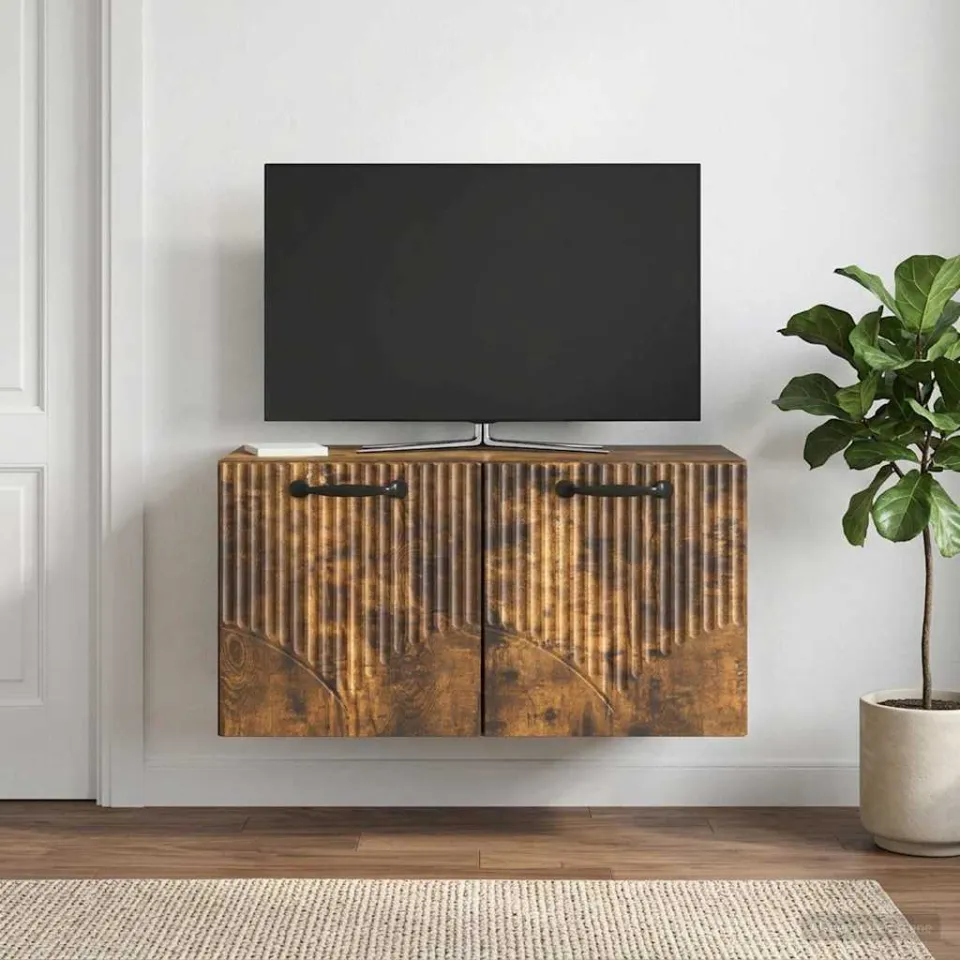 vidaXL Wandbeugel TV-kast Gerookt eiken 59,5 x 31 x 30 cm Bewerkt hout, foto 4