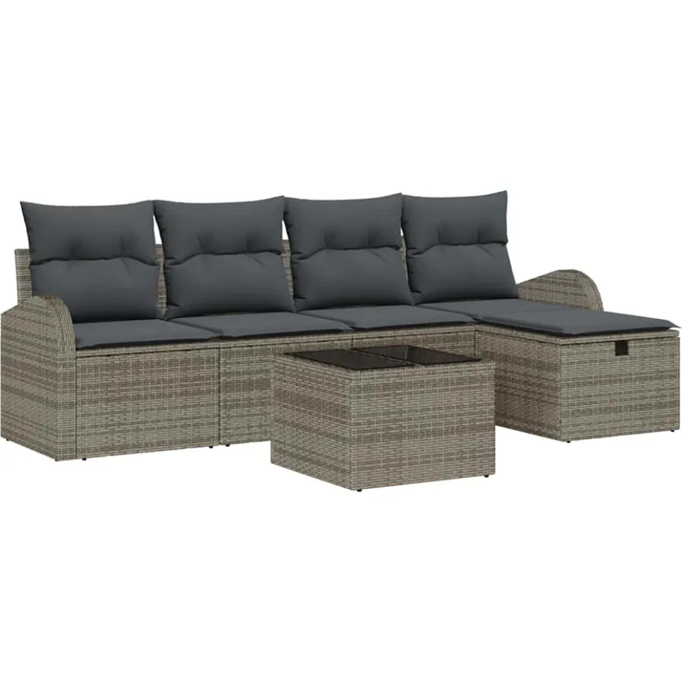 vidaXL Tuin Sofa Set 6 st Grijs poly rattan