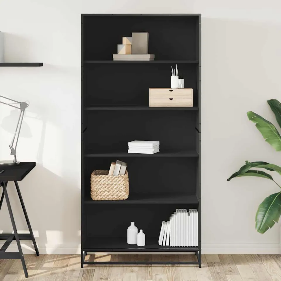 vidaXL Boekenkast 80,5x35x170,5 cm bewerkt hout zwart, foto 2