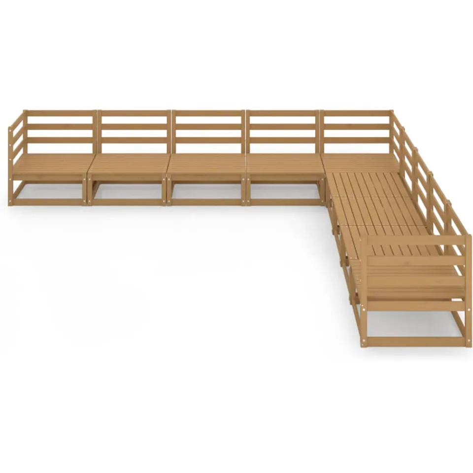 vidaXL 9-delige Loungeset massief grenenhout honingbruin