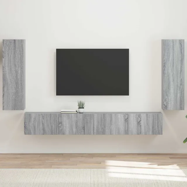 vidaXL TV Wandkast Set 4 st Grijs Sonoma Bewerkt hout