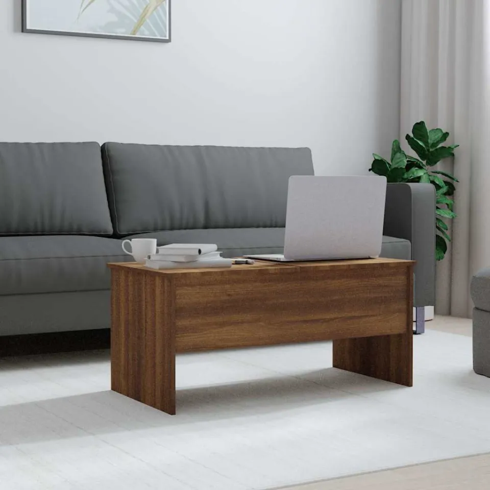 vidaXL Salontafel 102x50,5x46,5 cm bewerkt hout bruin eikenkleur, foto 3