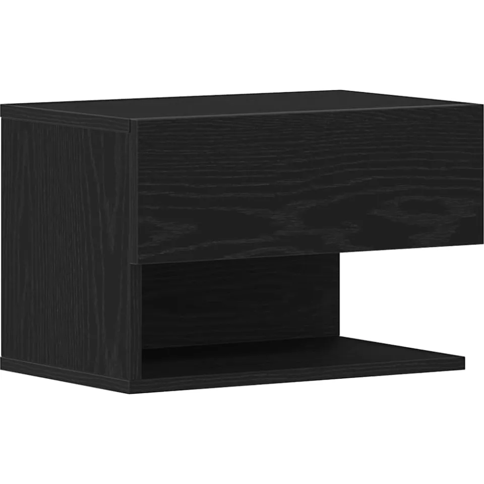 vidaXL Nachtkastje Zwart Eiken 46 x 30 x 30 cm Bewerkt hout, foto 3