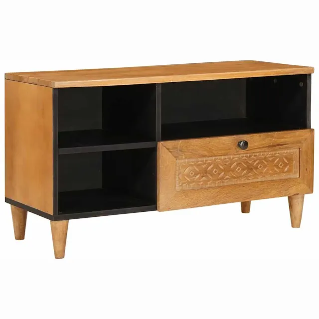 vidaXL TV-kast met lade met plank 80 x 33 x 46 cm Massief Mango Hout Bruin
