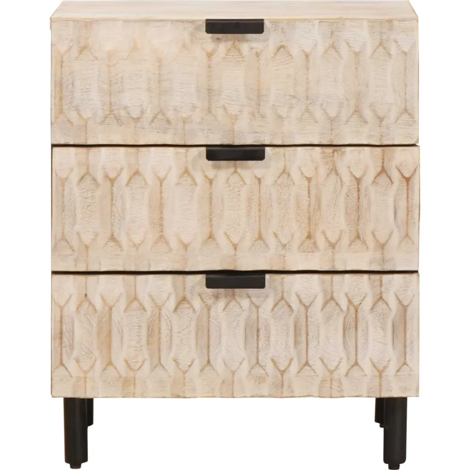 vidaXL Nachtkastje met lade Wit 50 x 33 x 62 cm Massief Mango Hout, foto 3