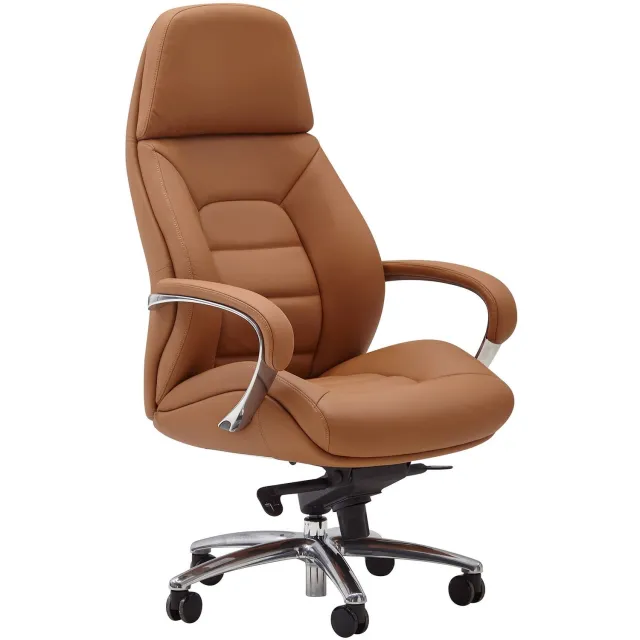 Cosmo Casa Bureaustoel - Directiestoel - Ergonomisch - Verstelbaar - Leer - XXL - Caramel