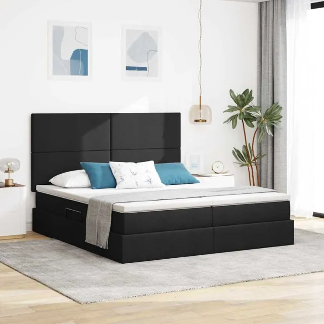 vidaXL Opslag bed Zwart 200 x 200 cm Stof