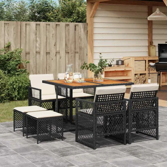 vidaXL 9-delige Tuinset poly rattan zwart, foto 2