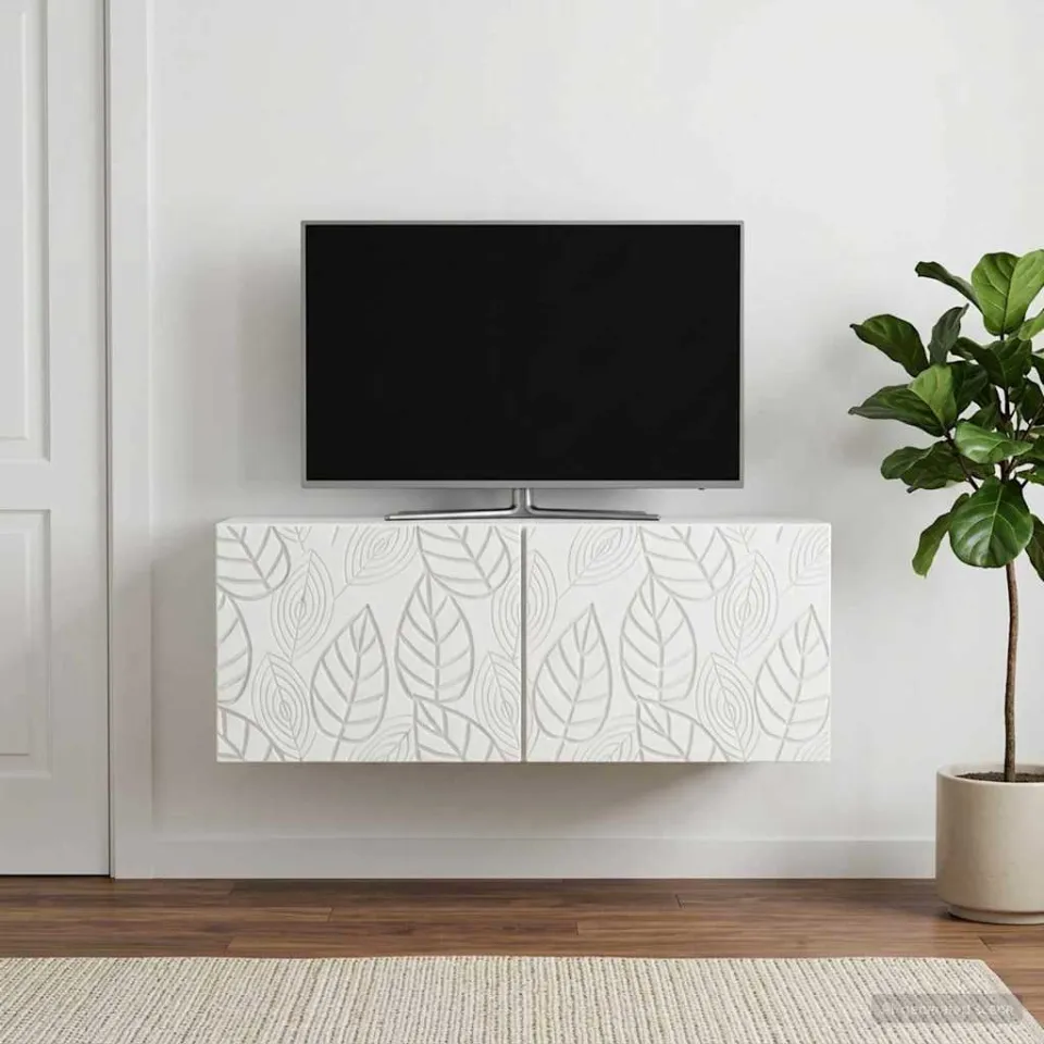 vidaXL Wandbeugel TV-kast 59,5 x 31 cm Wit Bewerkt hout Wandgemonteerd, foto 3