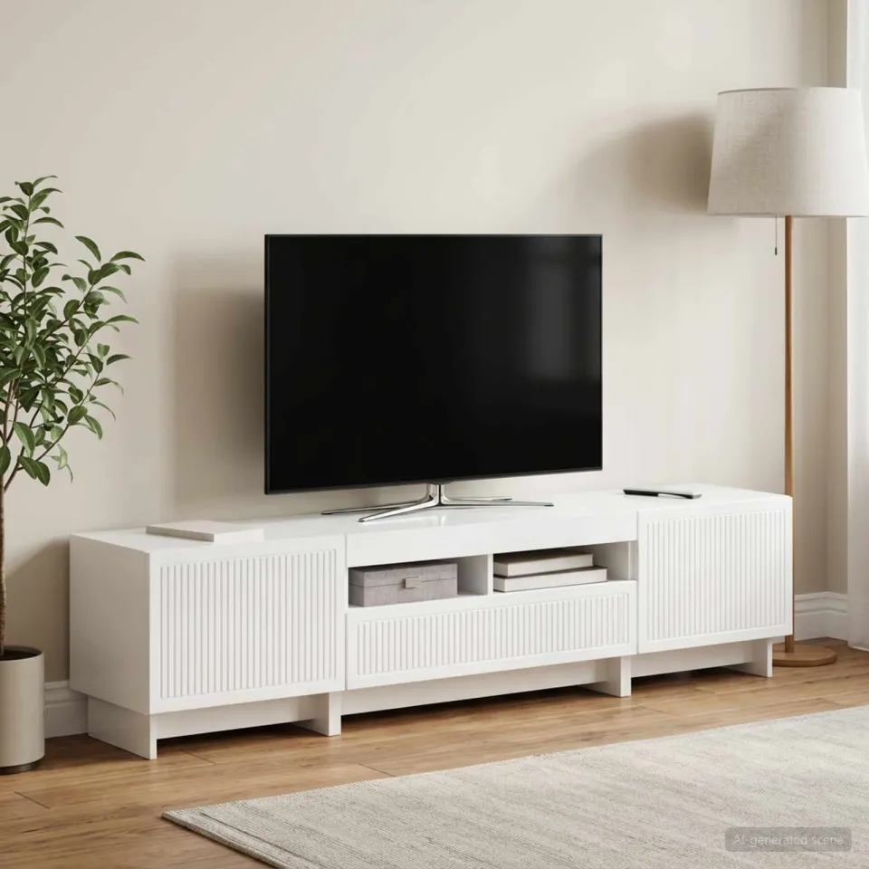 vidaXL 5-delige LED TV-kast Hoogglans Wit Bewerkt hout, foto 3