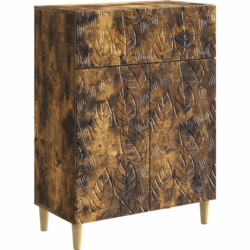 vidaXL Dressoir Gerookt eiken 66 x 34,5 x 90 cm Bewerkt hout Bruin