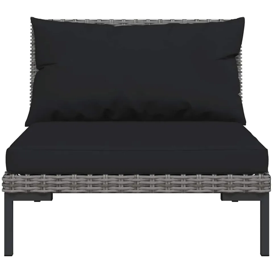 vidaXL 7-delige Loungeset met kussens poly rattan donkergrijs grijs, foto 4