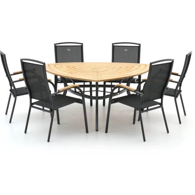 Hartman tuinmeubelen Hartman Raffaelo/Triangular 170cm dining tuinset 7-delig stapelbaar Bruin