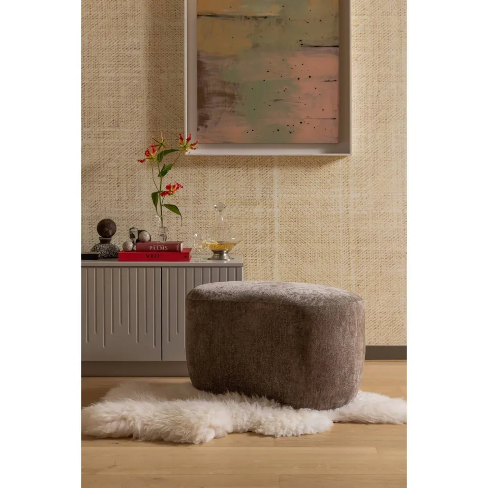 WOOOD Popular Organische Poef - Polyester - Taupe - 43x73x49, foto 3