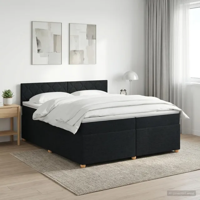 vidaXL Boxspringbed met matras met hoofdeinde Zwart 200 x 200 cm Stof