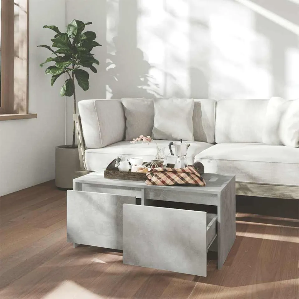 vidaXL Salontafel 90x50x41,5 cm bewerkt hout betongrijs grijs, foto 3