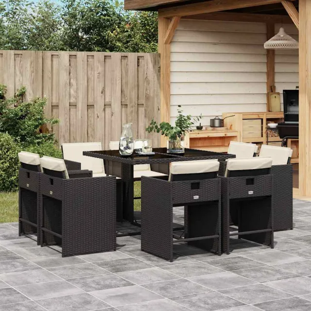 vidaXL 9-delige Tuinset poly rattan zwart, foto 2