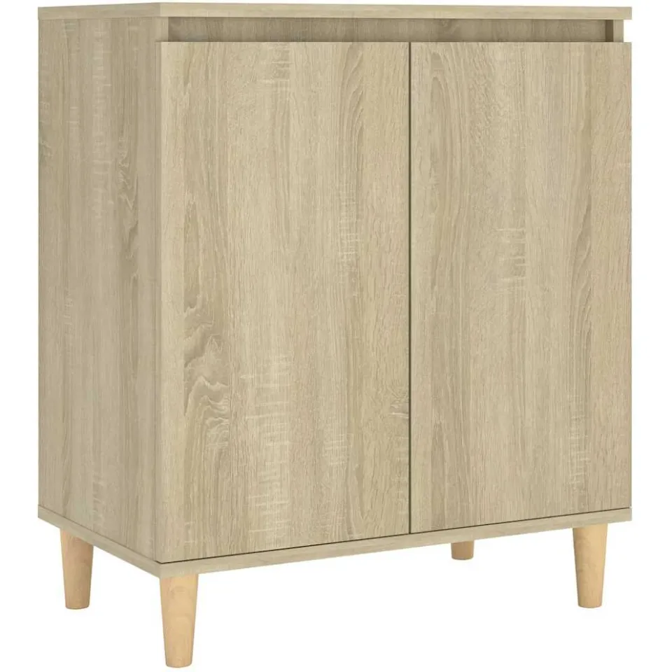 vidaXL Dressoir met houten poten 60x35x70 cm bewerkt hout sonoma eiken Bruin