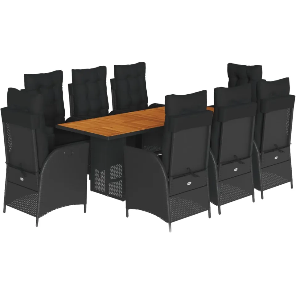 vidaXL 9-delige Tuinset poly rattan zwart, foto 3