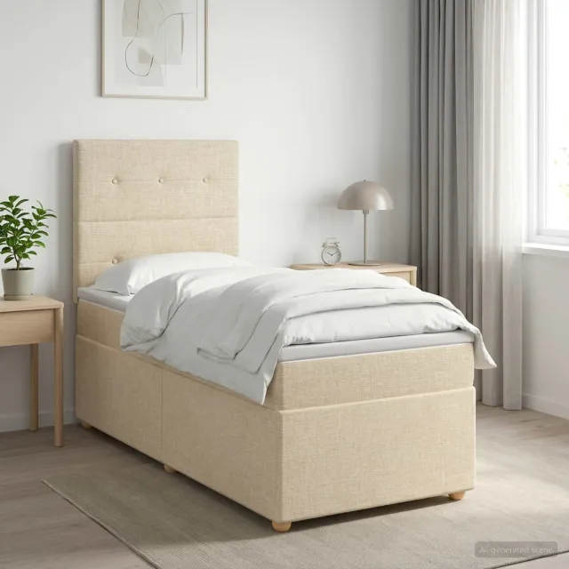 vidaXL Boxspringbed met matras Crèmekleurig 90 x 190 cm Stof