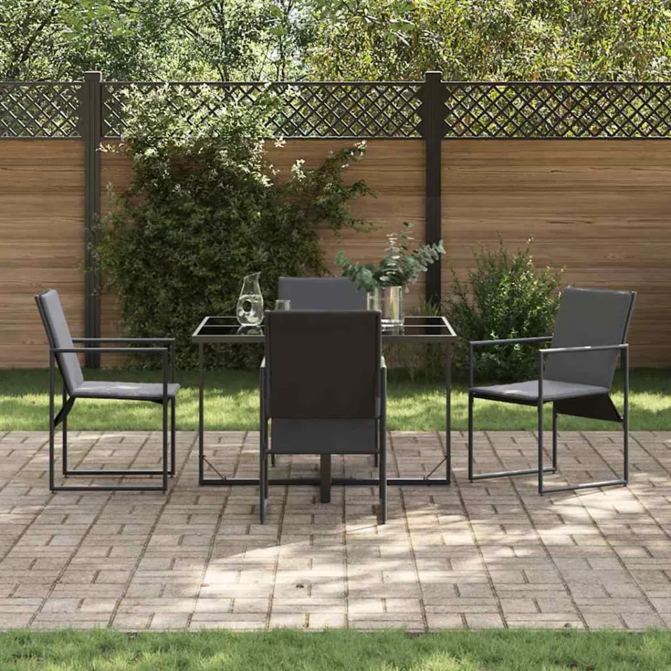 vidaXL Tuin eettafelset 5 st Zwart Staal, foto 3