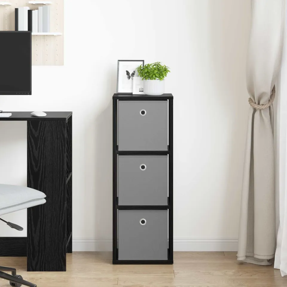 vidaXL Dressoir met lade Zwart Eiken 30,5 x 27 x 84,5 cm, foto 3