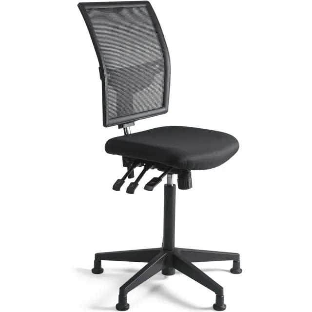 Workliving Werkstoel K Mesh Hoog - Nylon onderstel - Glijdoppen - (N)EN 1335 - Baliestoel - Kassastoel Zwart