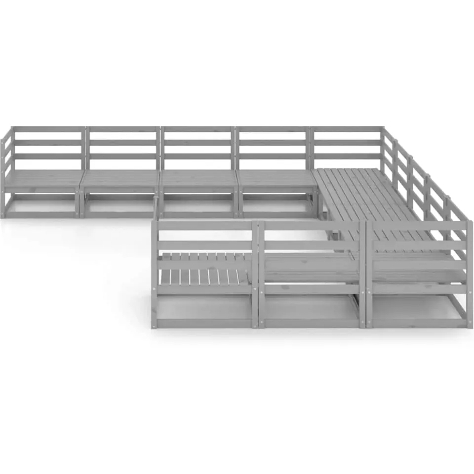 vidaXL 11-delige Loungeset massief grenenhout grijs, foto 3