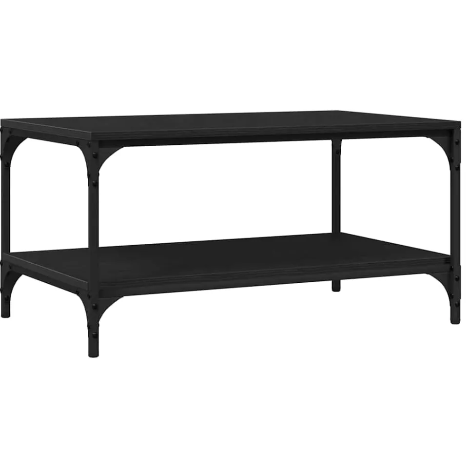 vidaXL Salontafel Zwart Eiken 82 x 50 x 40 cm Bewerkt hout, foto 3