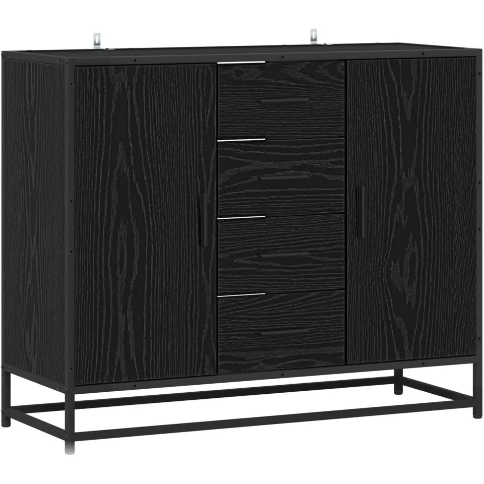 vidaXL Dressoir Zwart eiken 92 x 35 x 76 cm Bewerkt hout