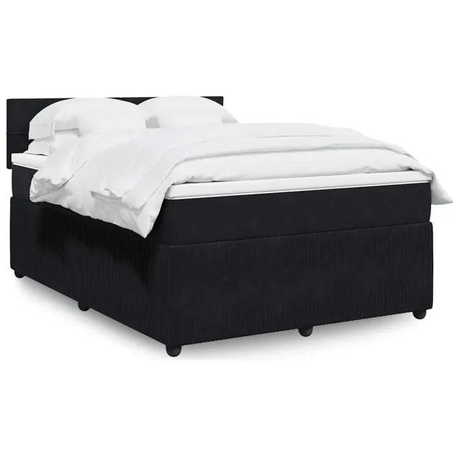 vidaXL Boxspring met matras fluweel zwart 140x200 cm