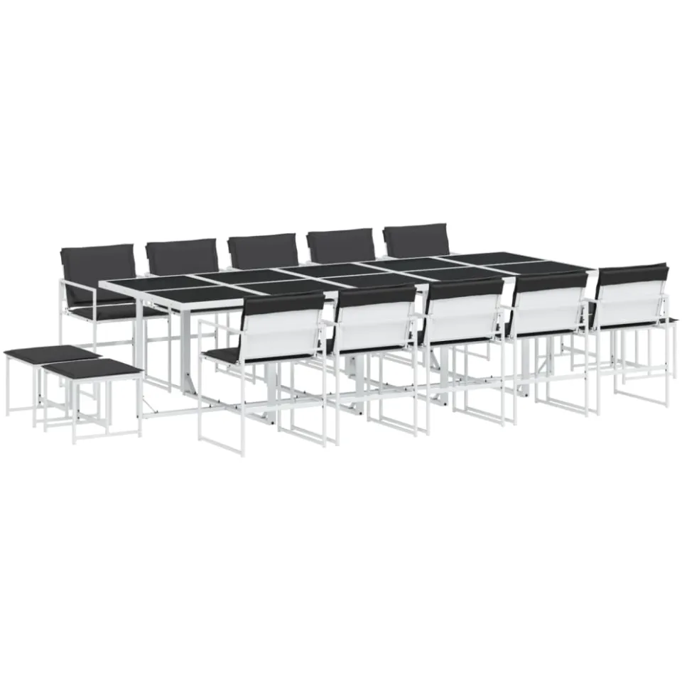 vidaXL 15-delige Tuinset met kussens textileen wit