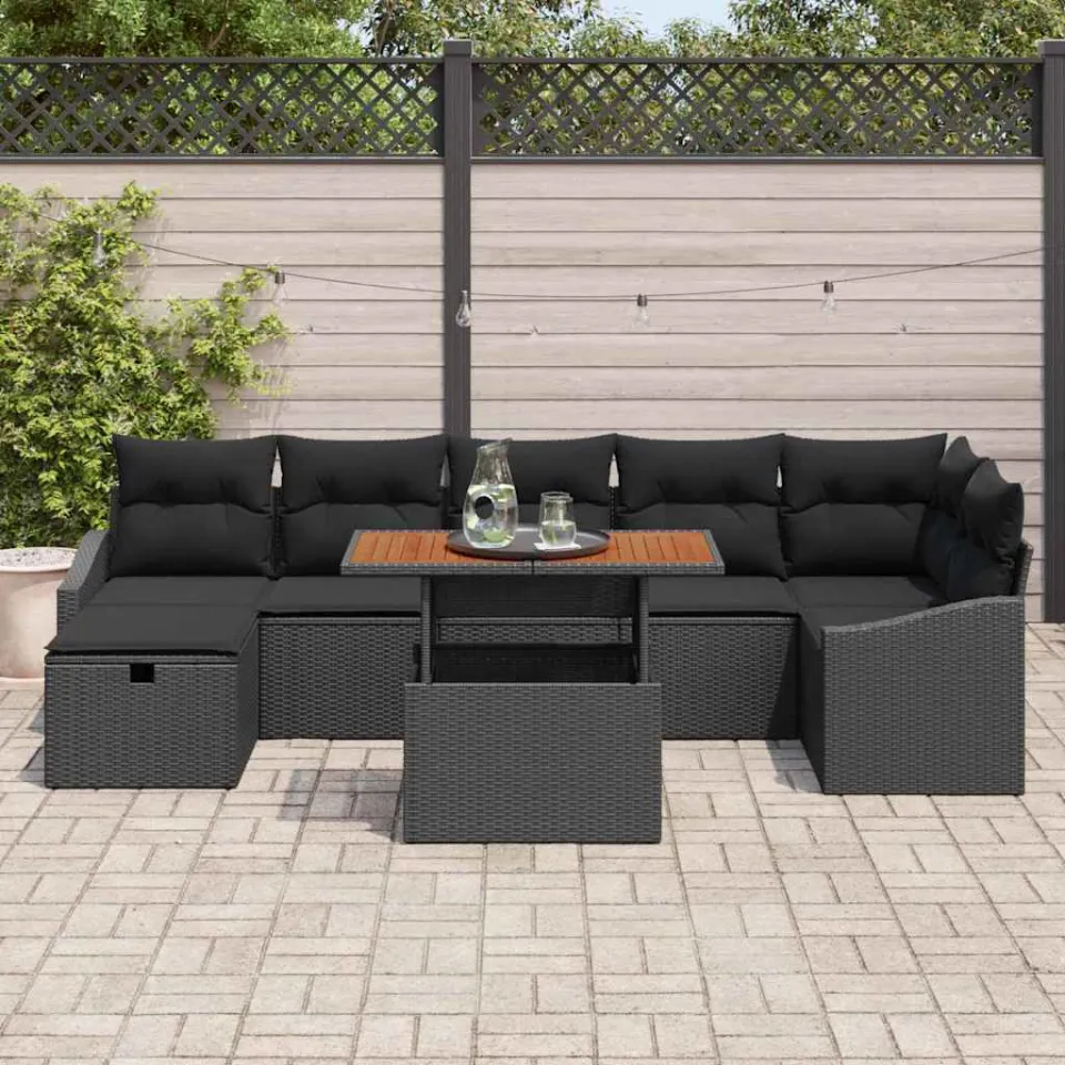 vidaXL Tuin Sofa Set 8 st Zwart poly rattan, foto 3
