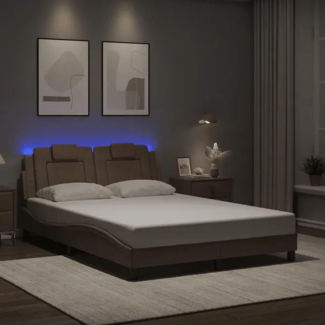 vidaXL Bedframe "Viana" met LED zonder matras cappuccino 120x200 cm Bruin
