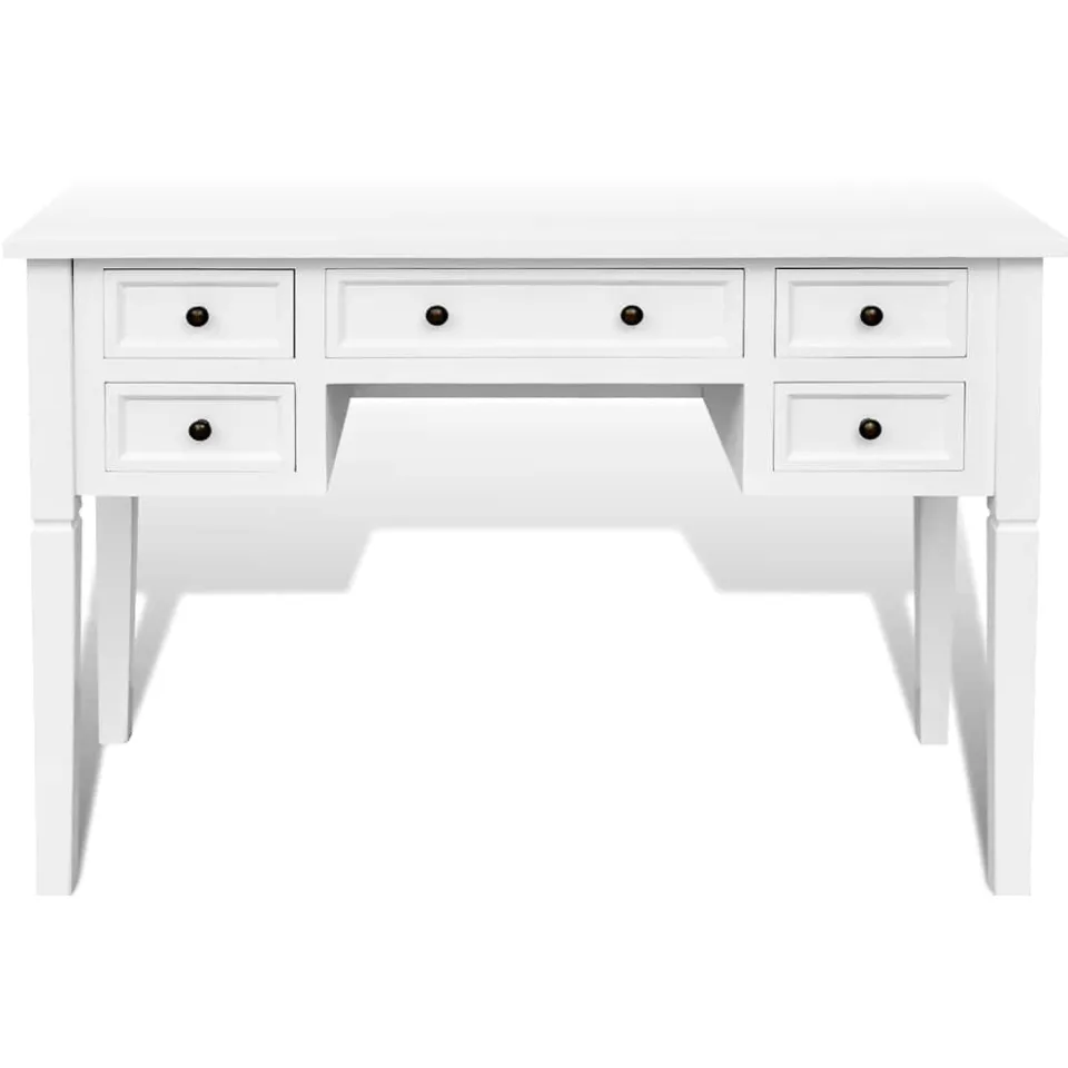 vidaXL Schrijftafel met 5 lades wit
