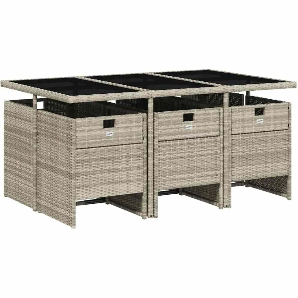 vidaXL 7-delige Tuinset met kussens poly rattan grijs, foto 3